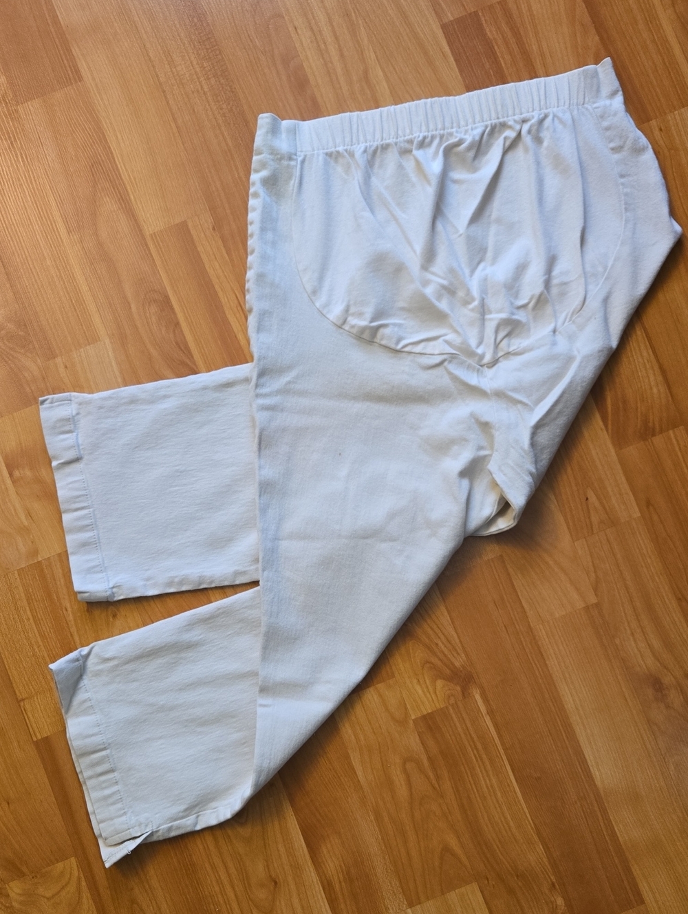 Vintage Baby and Me Overbump Maternity Stretch Capri Crop Pants Sz S Cream Color
